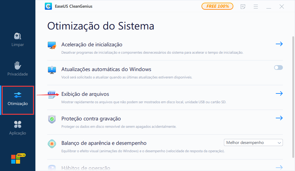 selecione a unidade e verifique o erro do sistema de arquivo