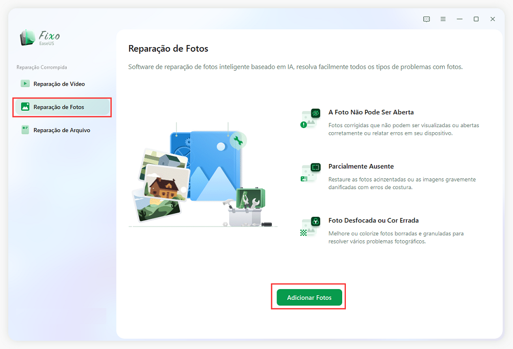 adicionar fotos para reparar imagens com Fixo