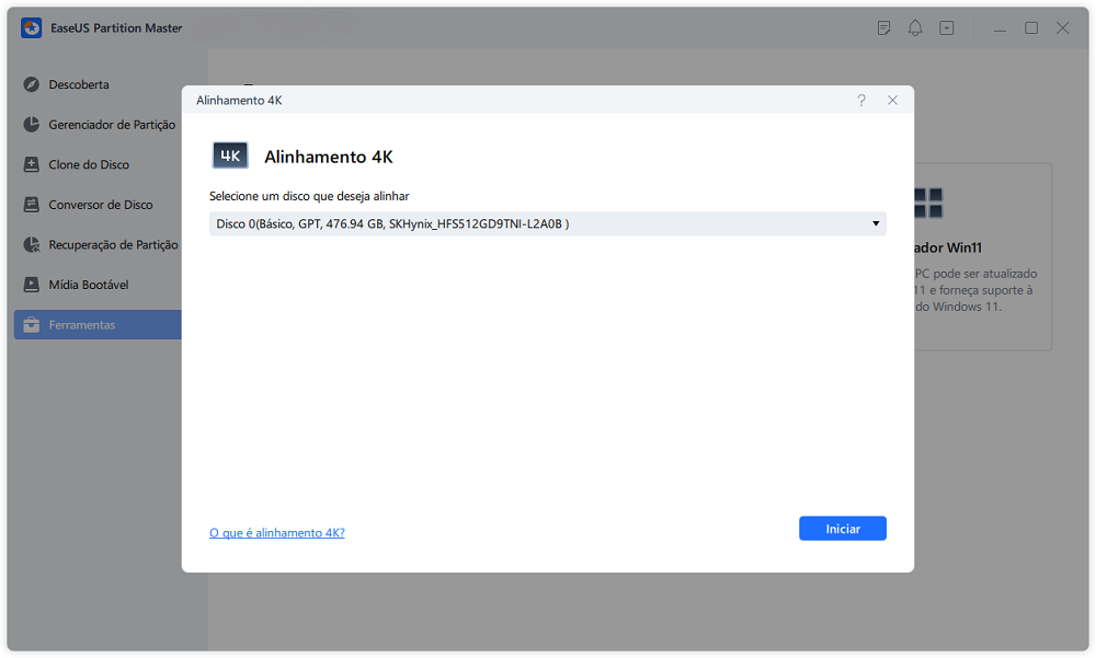 iniciar para alinhar ssd