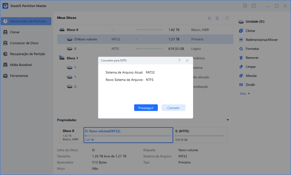 converter FAT32 em NTFS