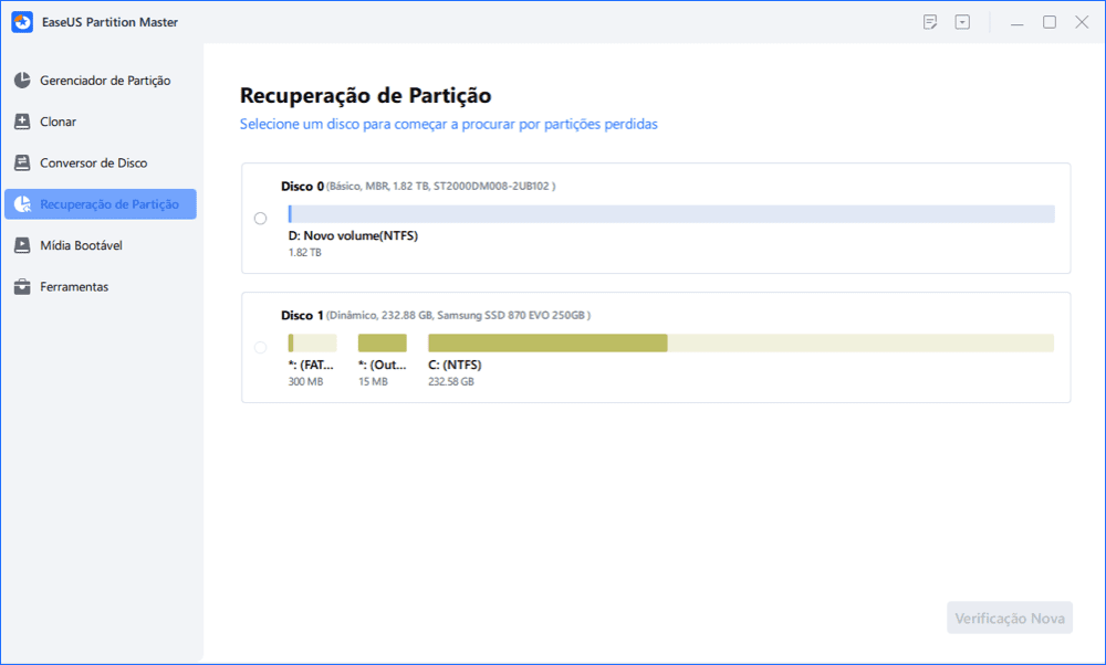 Escolha o disco rígido ou o SSD para analisar