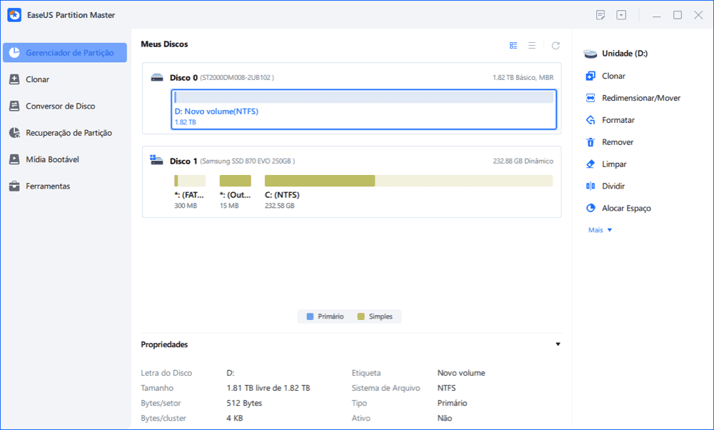 abra o EaseUS Partition Master
