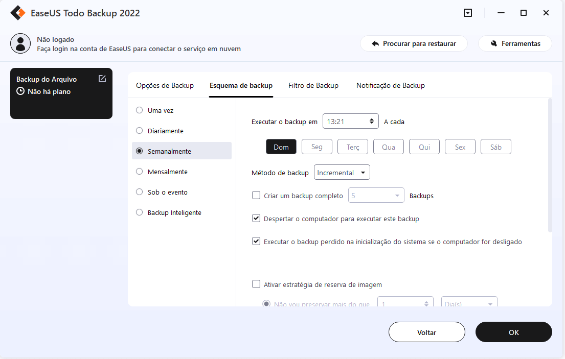 defina uma agenda e você poderá iniciar um backup incremental com a ajuda do EaseUS Todo Backup